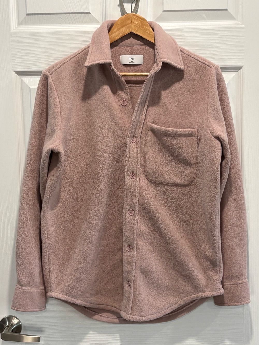 Aritzia Tna Polar Shirt Jacket Fleece Shacket, Mauve Pink, Size XS